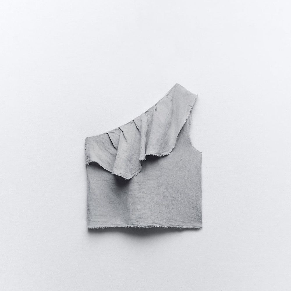 Zara Asymmetric Linen Top